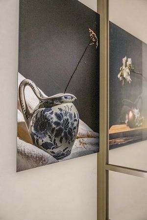 Delft blue jug with an autumn branch