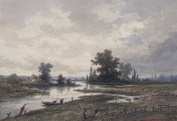De Leie in de omgeving van Gent, Emile Puttaert, 1870 van Atelier Liesjes