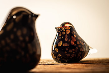 Detailed Golden Glass Bird Figurine