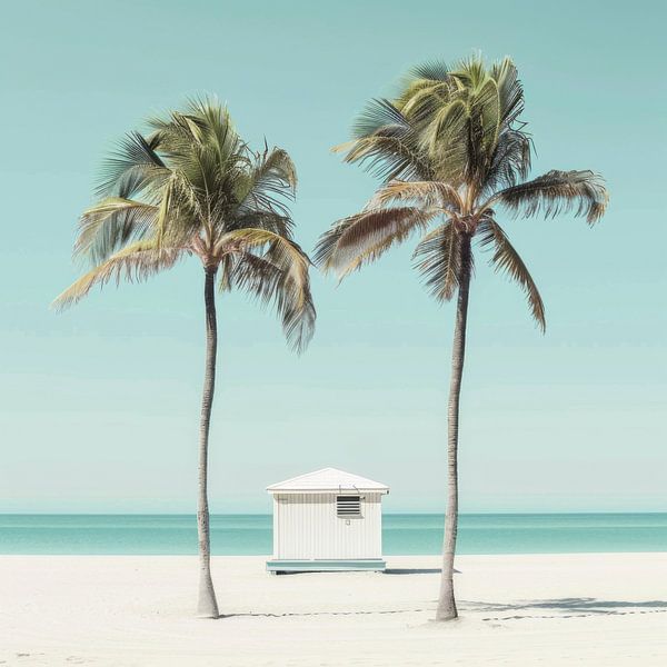 Palm trees on the beach by Poster Art Shop