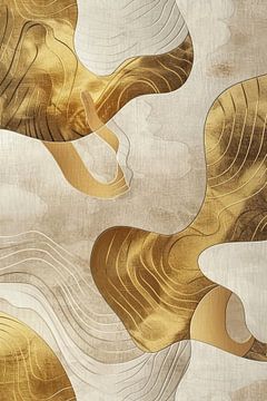 Elegant Artwork with Gold seems to dance on the wall by Digitale Schilderijen