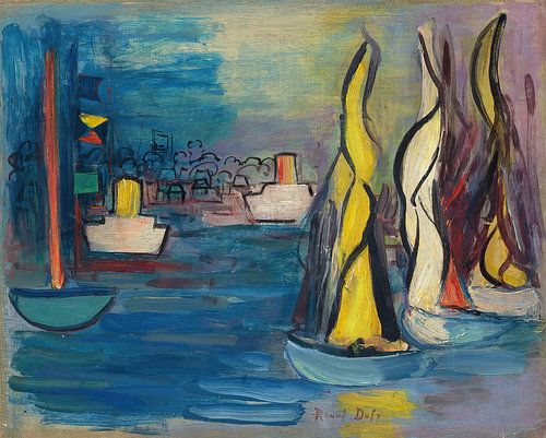 Raoul Dufy - Sailboats in the harbour of Deauville (1929)
