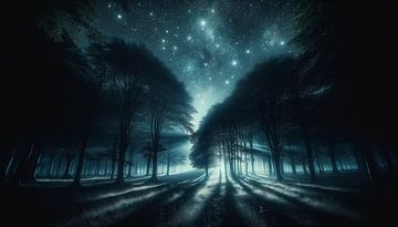 Sternennacht über dem geheimnisvollen Wald von artefacti