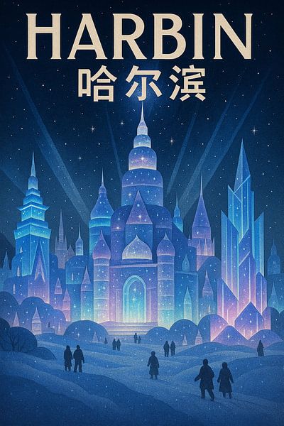 Harbin Frozen Kingdom - Nachtlichter über Kristallpalästen von Travel Shop