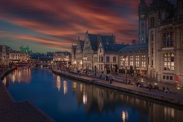 Sunset at the Graslei in the Belgian city of Ghent by gaps photography