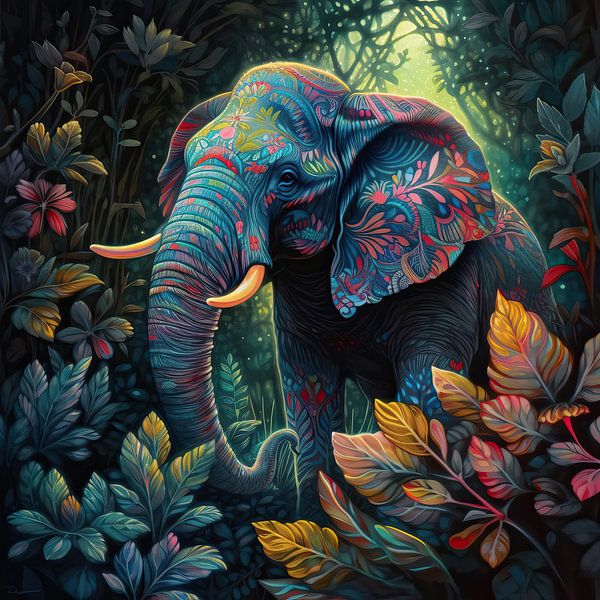  Olifant No. 01 In Kleur by ARTEO Paintings
