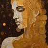 Beautiful bronze portrait with mosaic and pointillism by Digitale Schilderijen