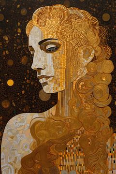Beautiful bronze portrait with mosaic and pointillism