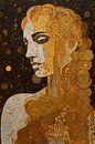 Beautiful bronze portrait with mosaic and pointillism by Digitale Schilderijen thumbnail