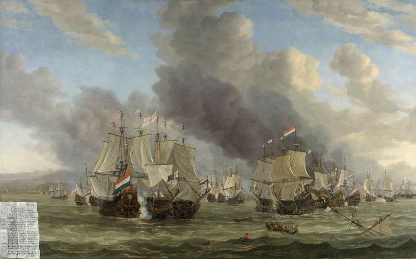 Peinture de bataille navale de la VOC : bataille de Livourne, Reinier Nooms, 1653 - 1664 par Schilderijen Nu