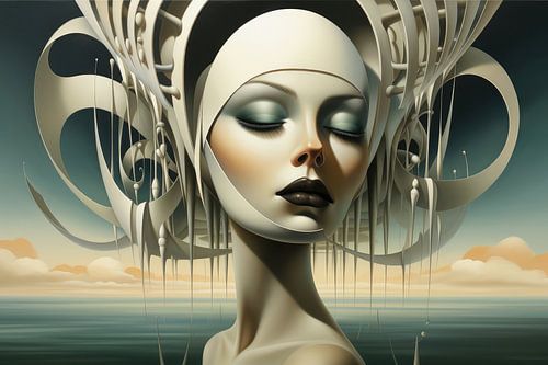 Landscape surreal abstract and bizarre and a woman