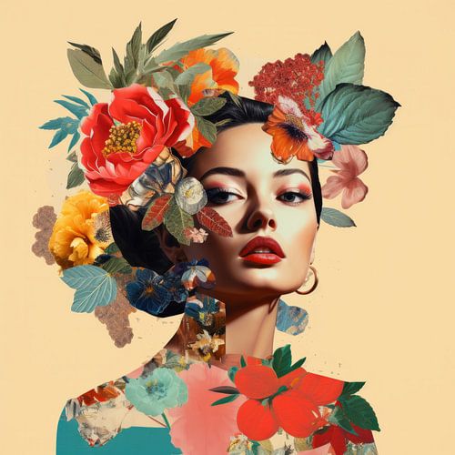 Kleurrijke, moderne collage met een vintage tintje