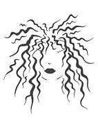 Curly - vrouw met gesloten ogen en krullend haar