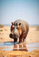 hippo in the desert sun