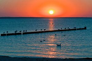 Un coucher de soleil romantique sur l'île de Rügen, en mer Baltique