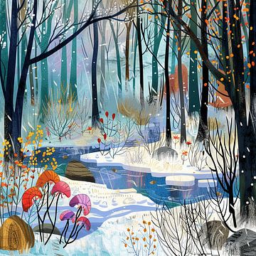 Une forêt d'hiver pleine de couleurs. sur Karina Brouwer