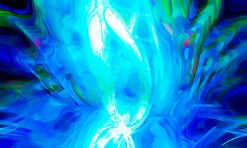 Lotus lumineux Zen Abstraction bleu d'eau sur Mad Dog Art