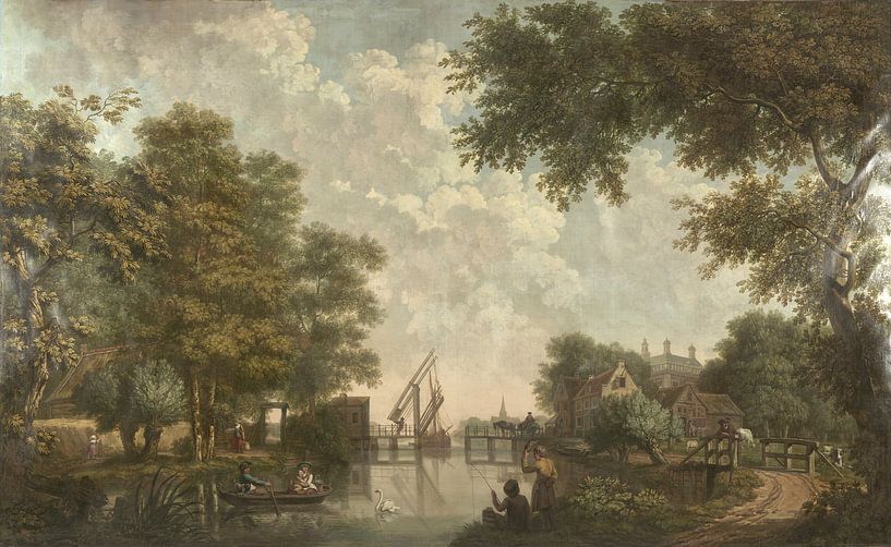 Drie behangselschilderingen van een Hollands landschap, Jurriaan Andriessen van Meesterlijcke Meesters