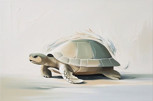 Surrealistische schildpad in beweging