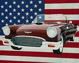 Ford Thunderbird Convertible 1957 with flag of the U.S.A. by Art to make a house your home thumbnail