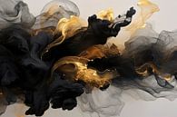 Abstract explosion in black and gold by Digitale Schilderijen thumbnail