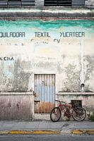Straatfotografie met rode fiets in Mexico I Reis Fotografie