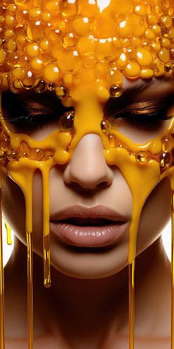 Very pretty photo model covered in honey
