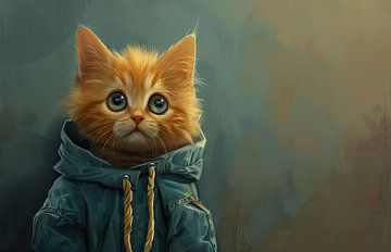 Kitten Winterjas | Fluff Explorer van Blikvanger Schilderijen