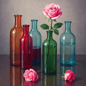 Flaschen und Rosen von Jutta Maria Pusl