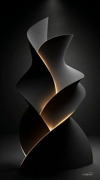 abstract black with soft gold by Gelissen Artworks