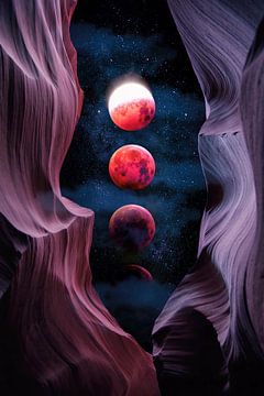 Grand Canyon with Space & Bloody Moon - Collage V van Art Design Works