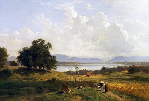 Starnberger See gezien vanaf Pöcking, ADOLF HEINRICH LIER, 1856-1863