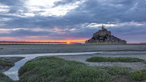 Zonsondergang bij Mont Saint-Michel