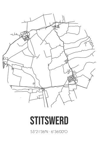 Stitswerd (Groningen) | Karte | Schwarz und Weiß