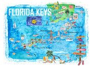 Florida Keys Key West Marathon Key Largo Illustrated Travel Poster Favourite Map 2nd Guide Edition by Markus Bleichner thumbnail