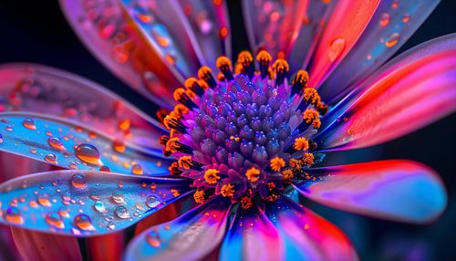 Neon bloem macrofotografie panorama