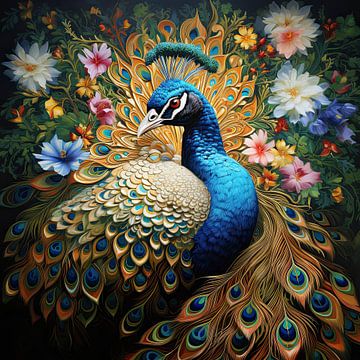 Painting Peacock by Blikvanger Schilderijen