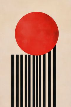 Geometric composition with red sun by Poster Art Shop
