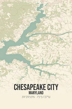 Vintage landkaart van Chesapeake City (Maryland), USA. van Rezona