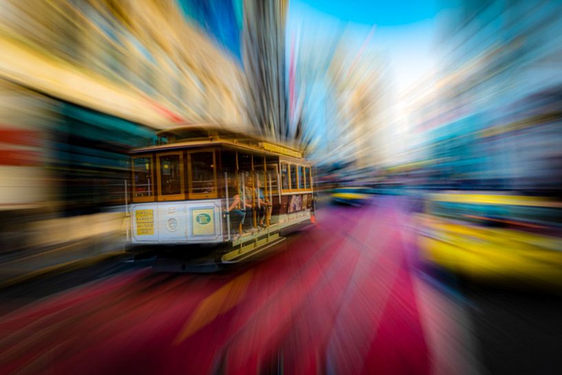 Abstract movement cable car in San Francisco California USA by Dieter Walther