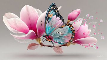 vlinder op bloem van Gelissen Artworks