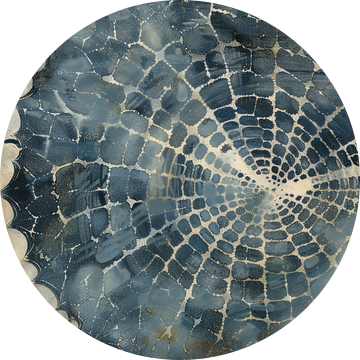 Indigo. Grafisch patroon in wabi-sabi stijl van Japandi Art Studio