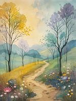 Aquarel van een pad