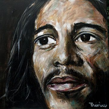 Portret van Bob Marley, Robert Nesta Marley van Therese Brals