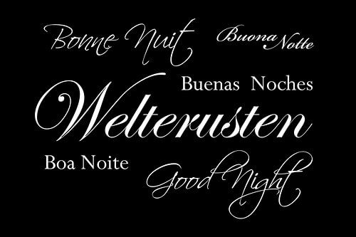 Welterusten – Typografie Kunst – Zwart