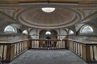 Urbex church with a decorated roof dome