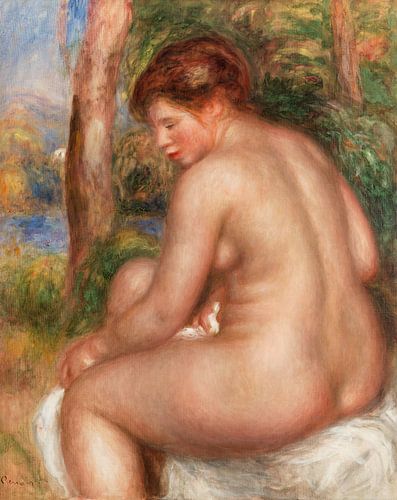 Baadster voor drie kwart in zicht, Pierre-Auguste Renoir (1911)