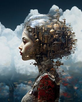 Surrealist portrait "Outta space" by Carla Van Iersel