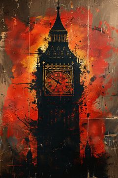 Abstract Straatkunst van de Big Ben Klok van Art & Soul Creations