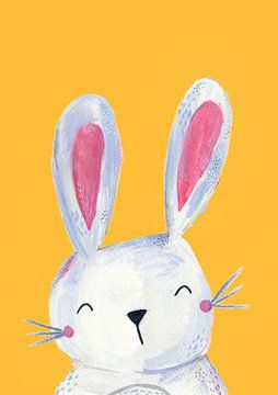 Woodland bunny on mustard
